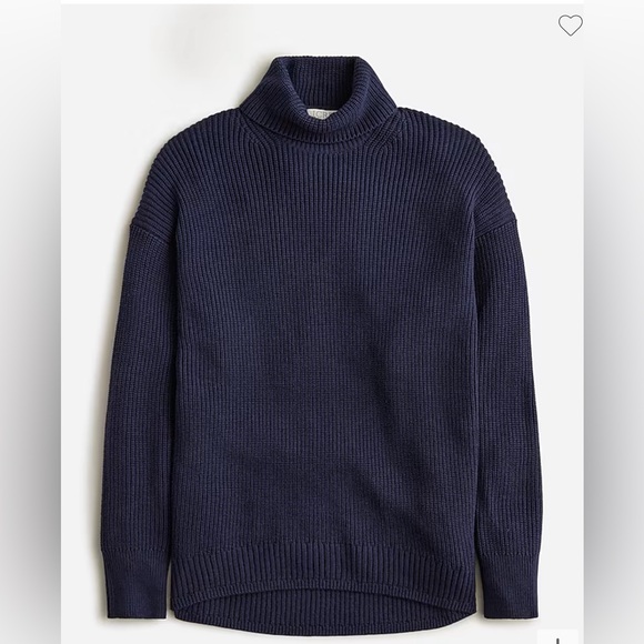 J Crew Quiet Luxury Turtleneck Cotton Cashmere Navy Blue Relaxed Sweater Large - Picture 4 of 13